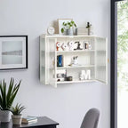 Okak Modern 2-door Wall Cabinet with Featuring 3-tier Storage Glass Doors for Entryway/Dining Room/Living Room/Kitchen