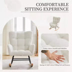 Schommelstoel voor de babykamer, zweefschommelstoel voor borstvoeding, comfortabele accentstoel voor de slaapkamer, zachte teddyfauteuil voor binnen