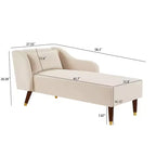 Moderne fluwelen chaise longue, gestoffeerde chaise longue met gebogen armleuning, slaapbank voor slaapkamer, kantoor of woonkamer