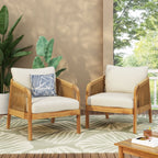 Jabe-Set aus Outdoor-Clubsesseln aus Akazienholz und Korbgeflecht von Christopher Knight Home