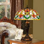 HomeyFad Vintage-Tischlampe mit 2 Leuchten, Edelstahlsockel und gläsernem Kuppelschirm