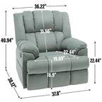 Poltrona reclinabile manuale oversize verde con girevole, oscillazione e rivestimento in tessuto