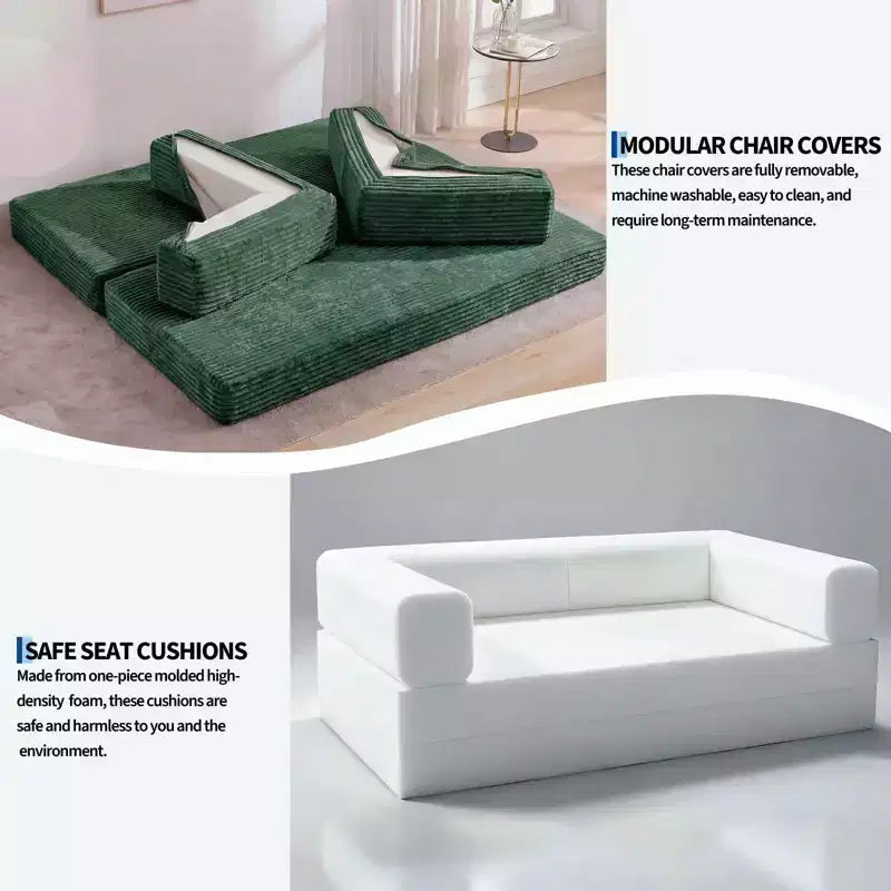 80.7 5-in-1 Convertible Sleeper Sofa Bed 鈥?Corduroy, 1200 lbs, No Assembly