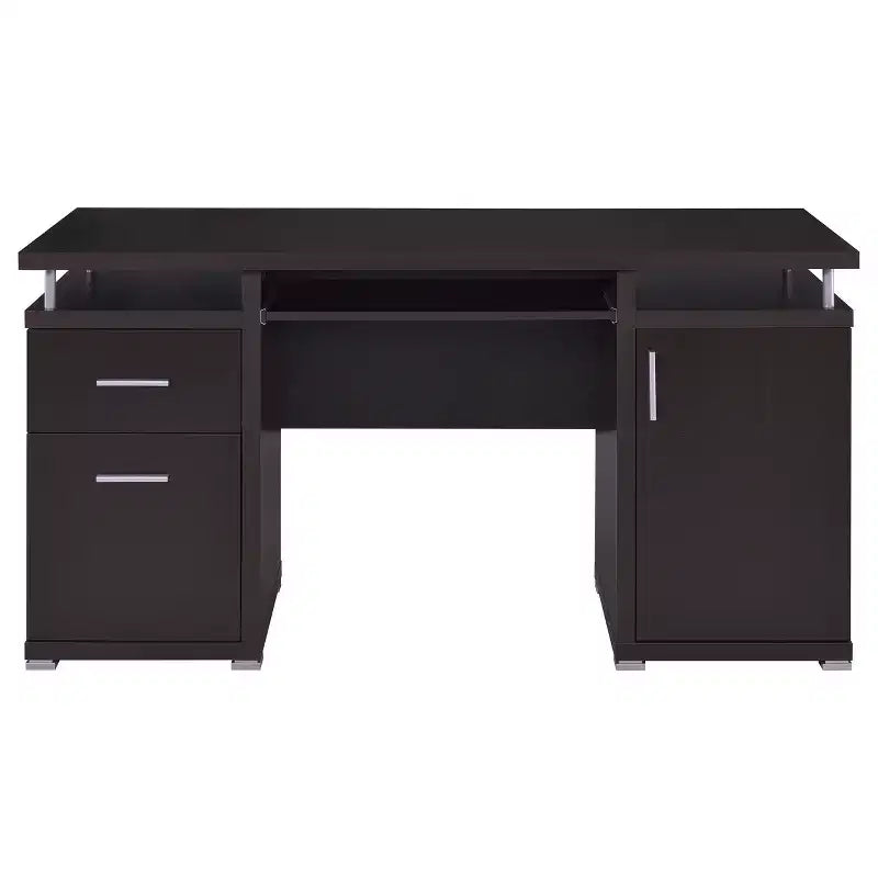 Scrivania in legno TUYOHW 55, scrivania per computer da ufficio con 2 cassetti, 1 armadietto, 1 ripiano aperto e 1 anta, scrivania da lavoro per ufficio domestico, studio e piccoli spazi