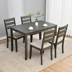 Houten eetkamerstoelen met lattenrug, set van 4