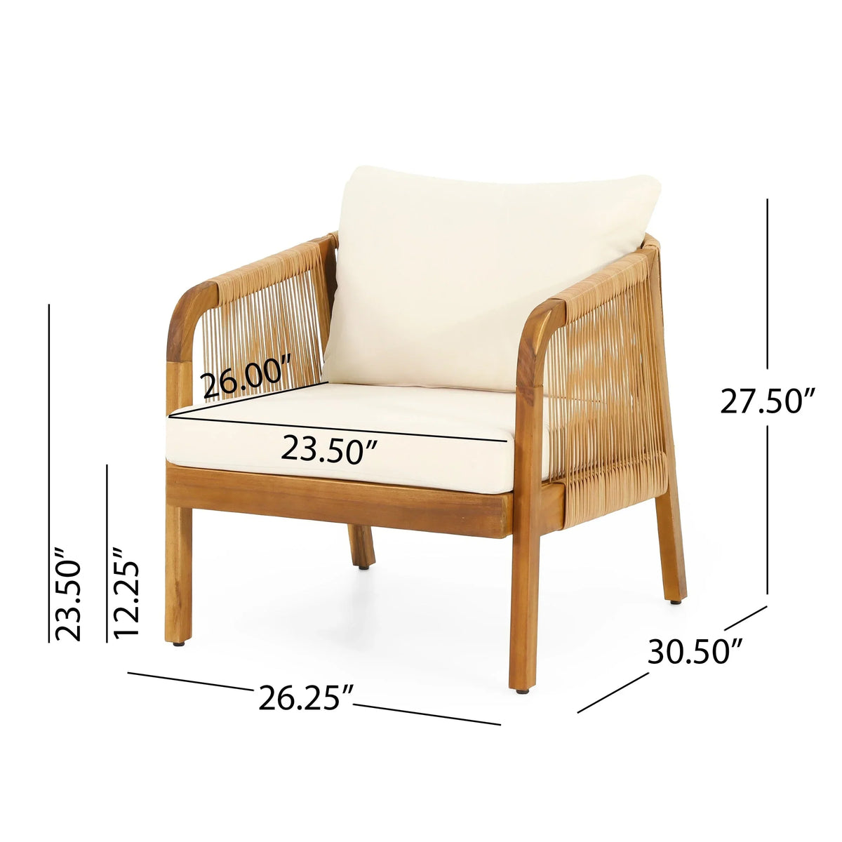 Jabe-Set aus Outdoor-Clubsesseln aus Akazienholz und Korbgeflecht von Christopher Knight Home