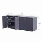 59 Modern Spiral Sideboard Buffet Cabinet, Low Profile Art Entryway Storage Cabinet with 3D Ripple Texture Doors