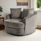 Extra grote 43 W pluche corduroy draaifauteuil met verzonken armleuningen en kuipvorm