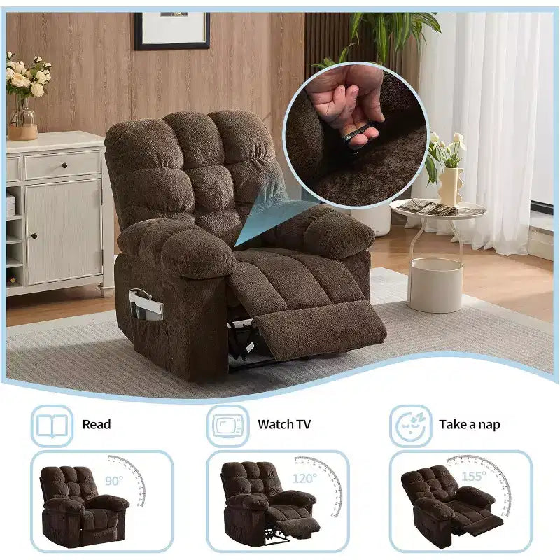 Ručni naslonjač, ergonomski naslonjač od prozračne tkanine s bočnim džepovima, jednokrevetna sofa, prikladna za dnevni boravak ili spavaću sobu