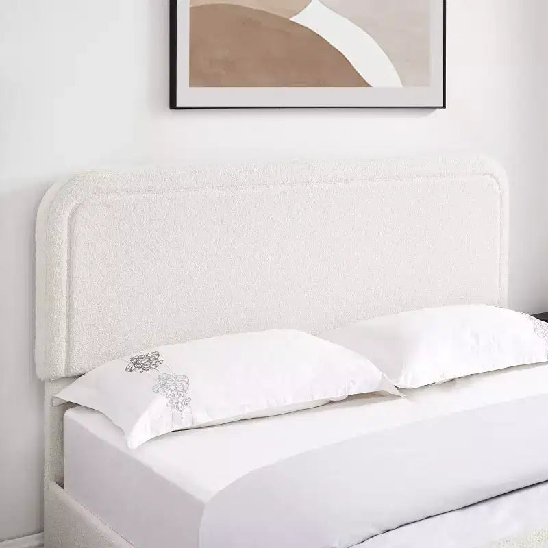 Sodda moderna ta’ daqs Queen miksija bil-bouclé b’kxaxen tal-ħażna