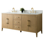 Vanity Art 72 Double Sink Bathroom Vanity Cabinet with Engineered Marble Top