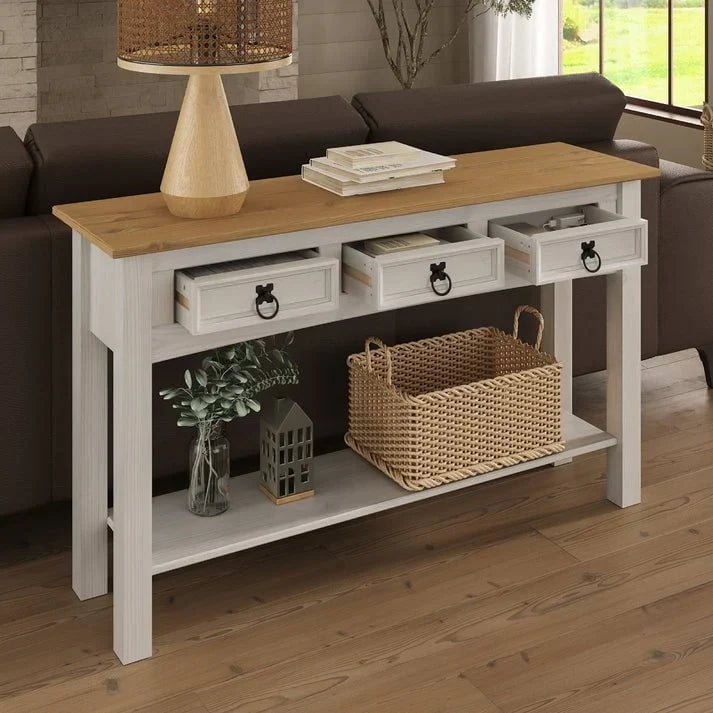 Houten haltafel, consoletafel met 3 laden Corona | Furniture Dash - N.v.t.