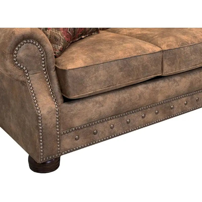 Rustiekbruine slaapbank met Rancho-buckskinbekleding - 37 x 86 x 40