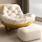 Sedia a dondolo imbottita in stile scandinavo con pouf opzionale