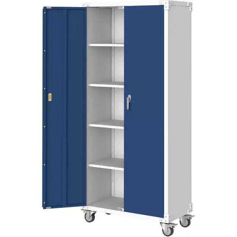 Armadio contenitore in acciaio da 71 pollici con ante con serratura e 4 ripiani regolabili, armadietto in metallo resistente per posto auto coperto/ufficio/dispensa, design antiruggine
