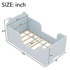 Okak Bear-Shaped Floor Bed for Ages 3-6, Toddler Bed Frame with Safety Fence, Cute Animal-Shaped Kids Bed