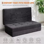 Divano letto con materasso pieghevole a tre sezioni SunnyFurn da 15 cm, 190,5 x 138 cm, letto per ospiti pieghevole in schiuma con velluto a coste trapuntato, portatile per campeggio, soggiorno e camera da letto