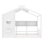 Huisvormig platformbed voor eenpersoonsbed/tweepersoonsbed, peuter-vloerbed, Montessori-kinderbed en speelhuisbed met opbergplank - ModernLuxe