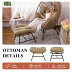Sedia a uovo da interno FINCATI, sedia a uovo da esterno da 440 libbre, sedia a uovo oversize con pouf, sedia a uovo di lusso e confortevole con poggiapiedi
