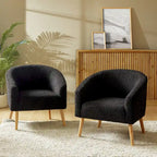 Sheila moderner 30 W Bouclé-Sessel mit Beinen aus Massivholz, 2er-Set von HULALA HOME