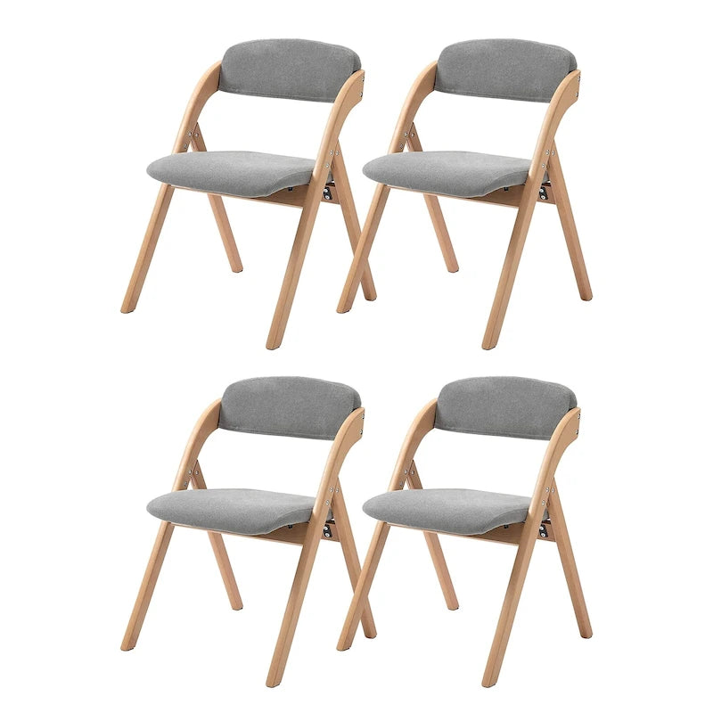 Sedie da pranzo pieghevoli impilabili in legno con sedute imbottite (set da 4)