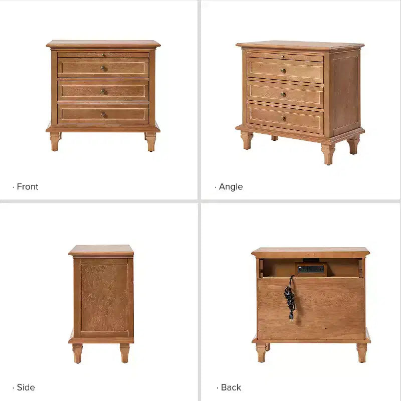 Comodino Giorgio con 3 cassetti e prese integrate, set da 2|HULALA HOME