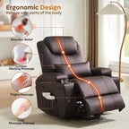 Bestier 34.6'' Electric Power Lift Asist Recliner Chair with Massage and Heat, Fax Leather Reclining Chair with Side Pockets & Cup Holders