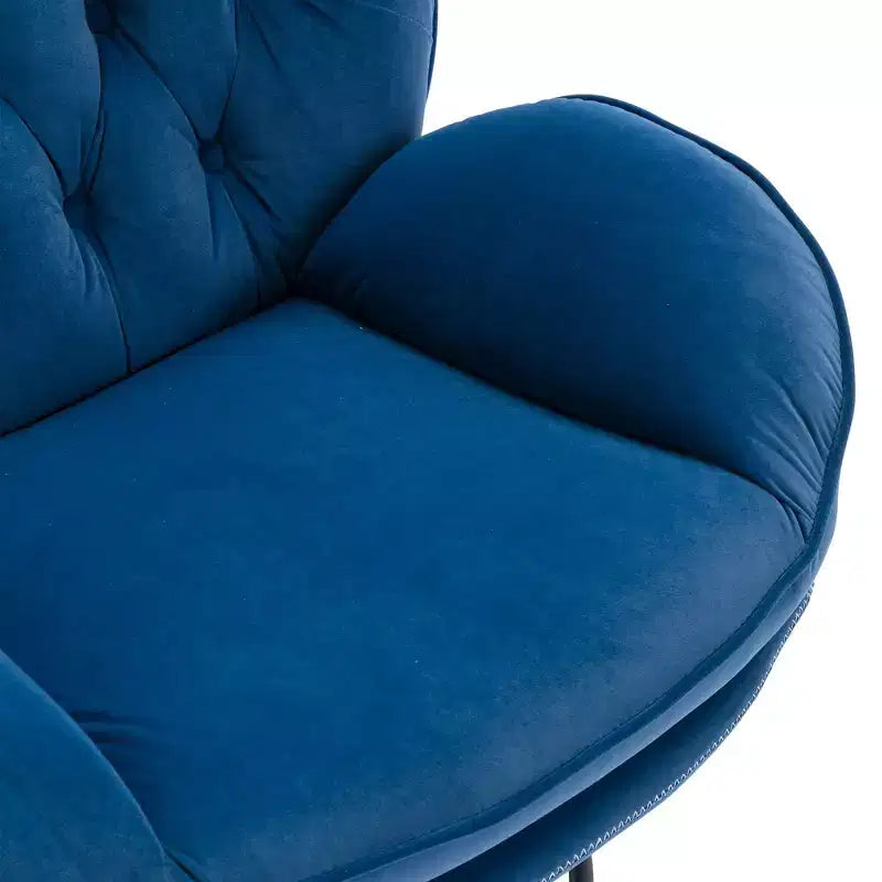 Okak fluwelen fauteuil met voetenbankje, moderne armloze woonkamerstoel in mid-centurystijl, zachte comfortabele stoel om tv te kijken en te gamen
