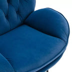 Okak fluwelen fauteuil met voetenbankje, moderne armloze woonkamerstoel in mid-centurystijl, zachte comfortabele stoel om tv te kijken en te gamen