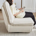 Corduroy Swivel Glider Recliner, Footrest for Living Room