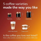 Premium Espresso Machine, 12 Hot/Iced Coffees, LatteGo System, Ceramic Grinder, Black Chrome