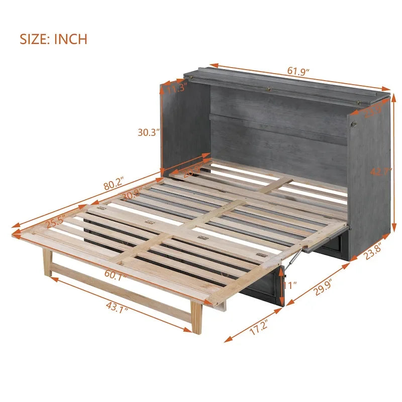 Queensize opklapbed met grote laden