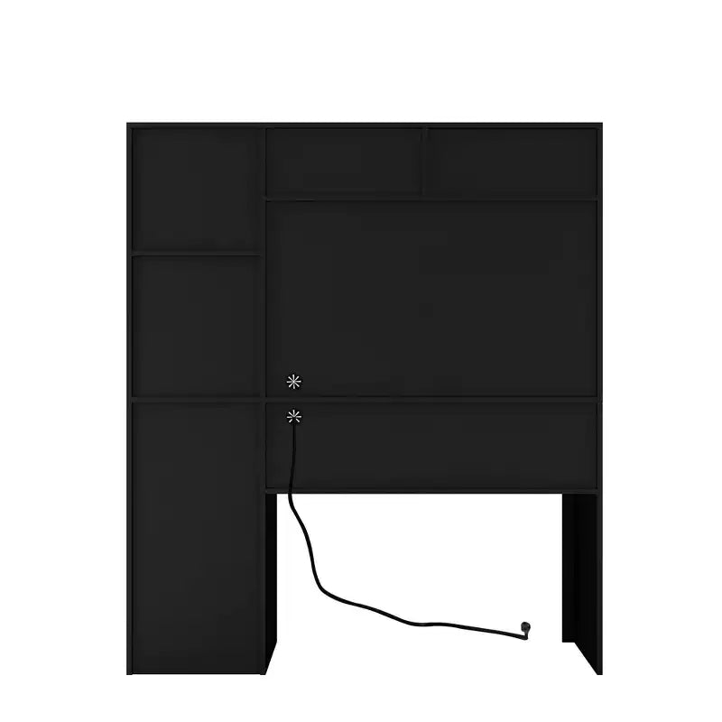 Moderne computerbureau van 51,18 inch met opzetkast en boekenkast, kantoorbureau met veel opbergruimte, schrijf bureau voor studeerkamer en leesruimte