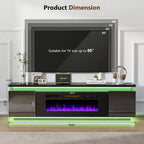 Skyzoo Electric Fireplace TV Stand for TVs up to 80 with LED Lights & 4 AC Power Outlets, TV console for Living Room