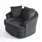 Extra grote 43 W pluche corduroy draaifauteuil met verzonken armleuningen en kuipvorm