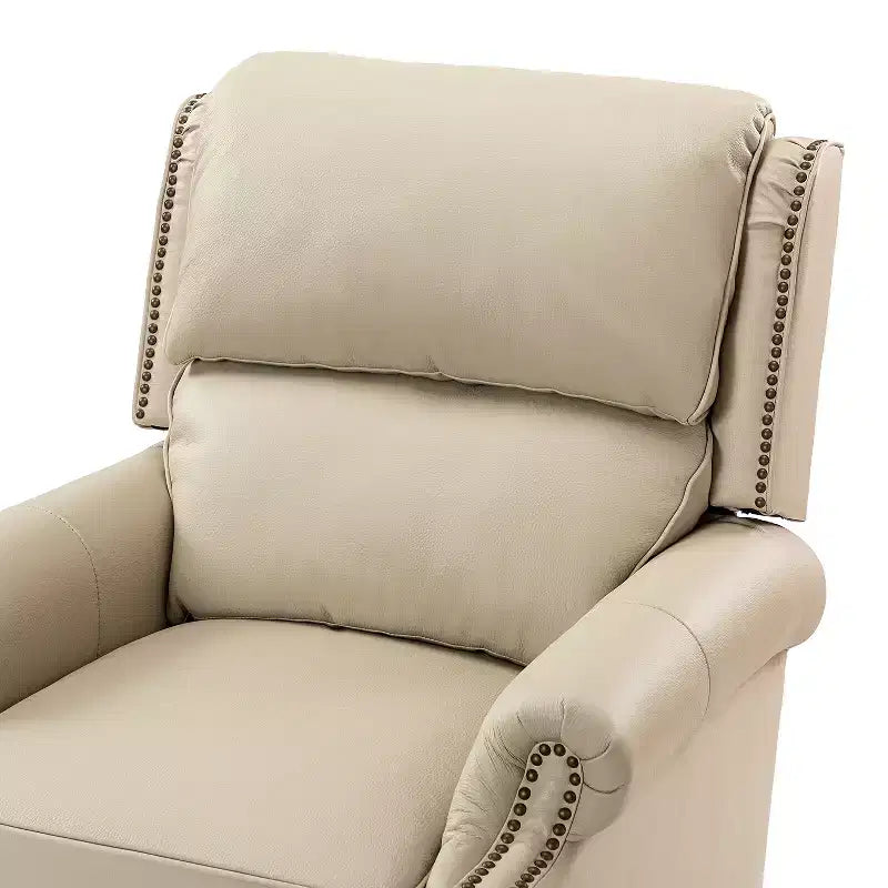 Set van 2 moderne Elisabete-fauteuils met hoge rugleuning van echt leer en vintage spijkerkopafwerking voor woonkamer en slaapkamer| ART OF LIVING DESIGNS