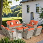 XIZZI 9-piece Outdoor Patio Furniture Conversation Set with Swivel Chair