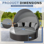 Set da conversazione da esterno Nuon da 4/5 pezzi, set con divano letto in vimini e baldacchino, di Havenside Home