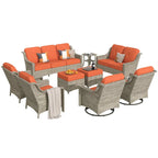 XIZZI 9-piece Outdoor Patio Furniture Conversation Set with Swivel Chair