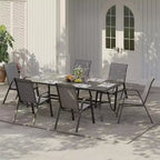 Terrasstoelen, stapelbare buiteneetkamerstoelen, set van 4/6, lichtgewicht weerbestendige textilene tuinstoelen met armleuningen voor achtertuin en zwembadterras