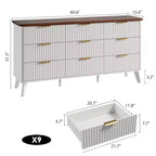 Dressoir met 9 laden en geribbelde voorkant, moderne ladekast, houten dressoir/TV-meubel met gebogen profiel, voor woonkamer of hal