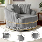 Extra grote 43 W pluche corduroy draaifauteuil met verzonken armleuningen en kuipvorm