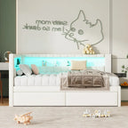 Gestoffeerd platformbed met USB-poorten en ledverlichting - bedframe voor tweepersoonsbed/twin-size met 2 opberglades - moderne slaapkamer