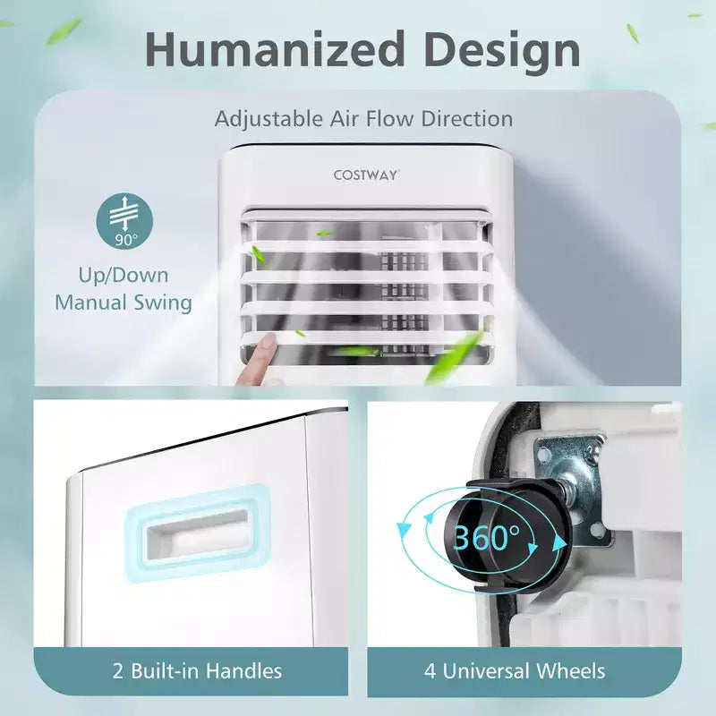 Costway draagbare airconditioner van 8000 BTU, 3-in-1-luchtkoeler met ventilator, ontvochtigings- en slaapmodus