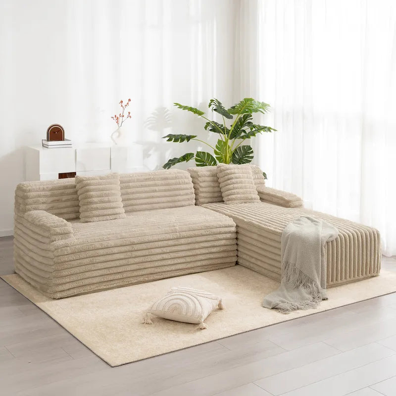 Modularna kutna sofa Cloud, moderna tapecirana sofa s 2 ukrasna jastuka, slobodno kombinirajuća modularna sofa u obliku slova L