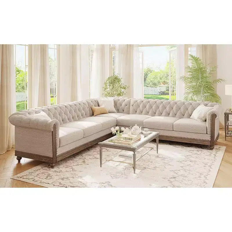 Velika retro modularna sofa Mirod s drvenim nogama, udoban modularni dizajn za dnevni boravak, salon i obiteljske prostore