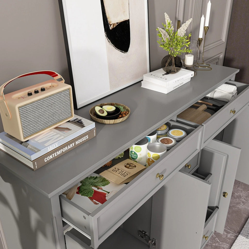 59,1' Sideboard-Buffet in Weiß, Mid-Century-Modern, zeitgemäß lackiert