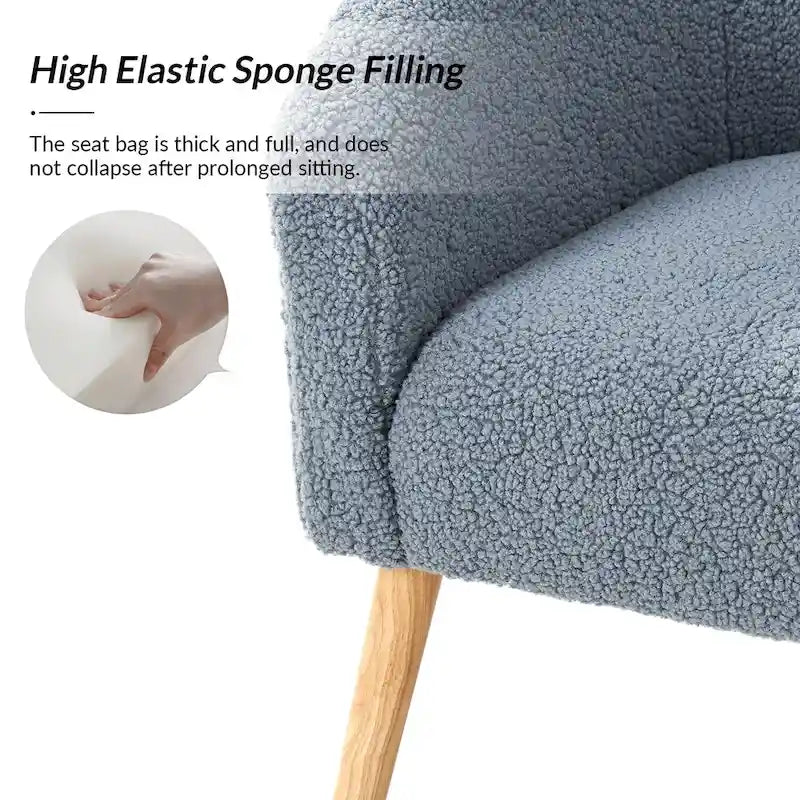 Sheila moderner 30 W Bouclé-Sessel mit Beinen aus Massivholz, 2er-Set von HULALA HOME