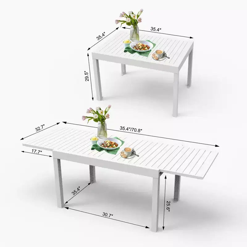 Tavolo da pranzo Okak in alluminio per patio, allungabile, tavolo da pranzo e da cucina