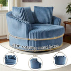 Extra grote 43 W pluche corduroy draaifauteuil met verzonken armleuningen en kuipvorm
